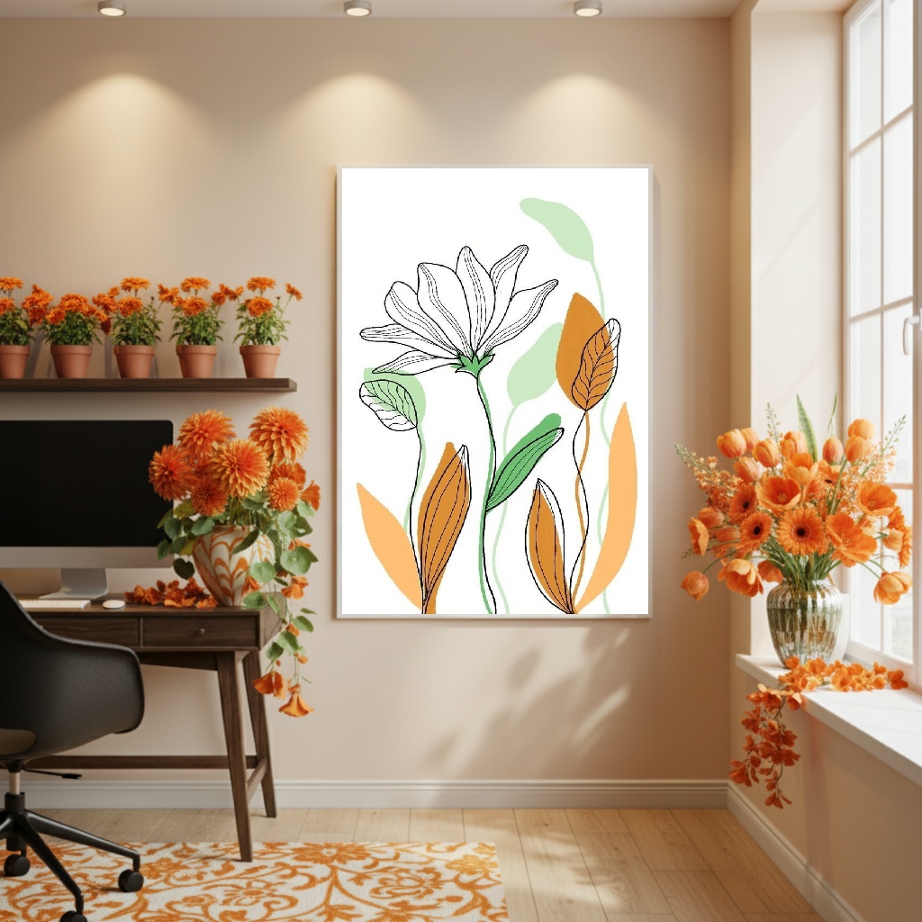 Quadro Decorativo Desenho Planta - 70x50cm