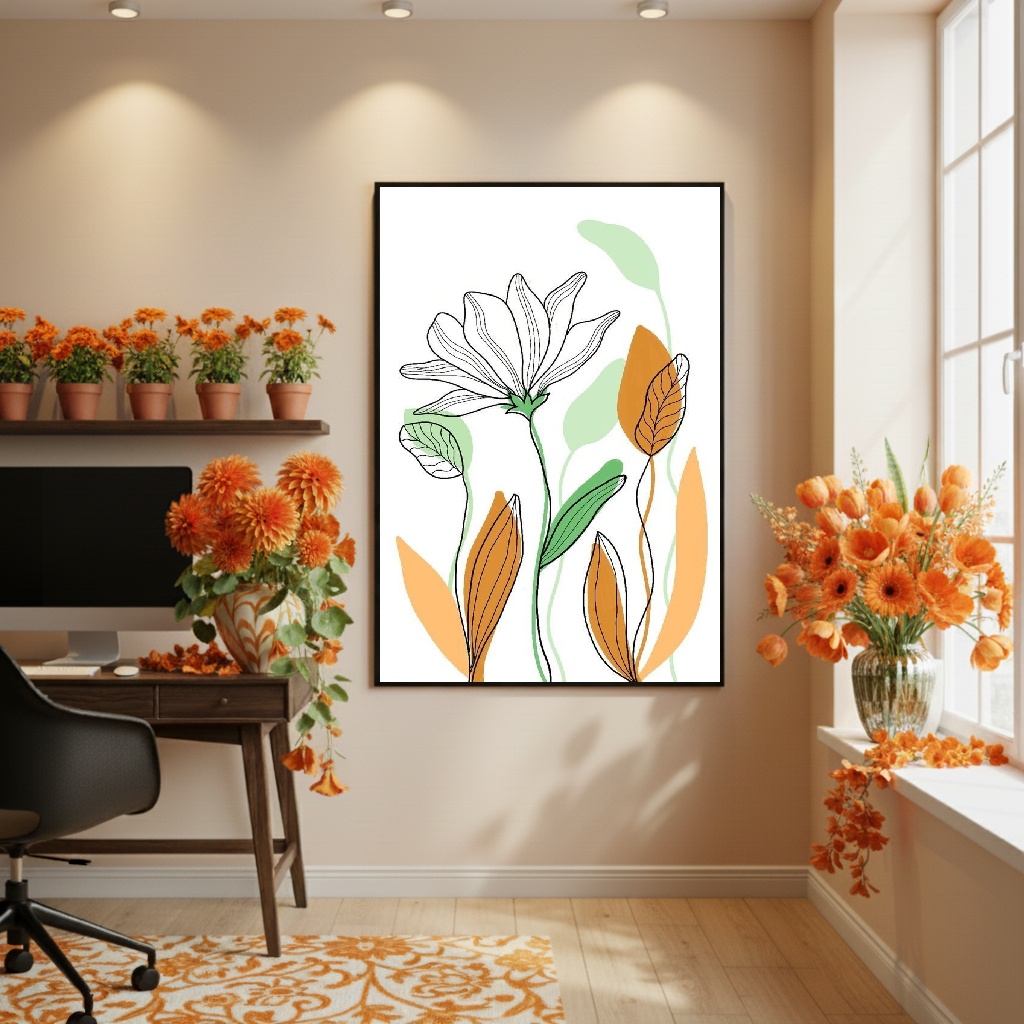 Quadro Decorativo Desenho Planta - 70x50cm