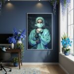Quadro Decorativo Enfermeira Com Flor - 70x50cm