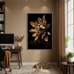 Quadro Decorativo Flor Bronze - 70x50cm