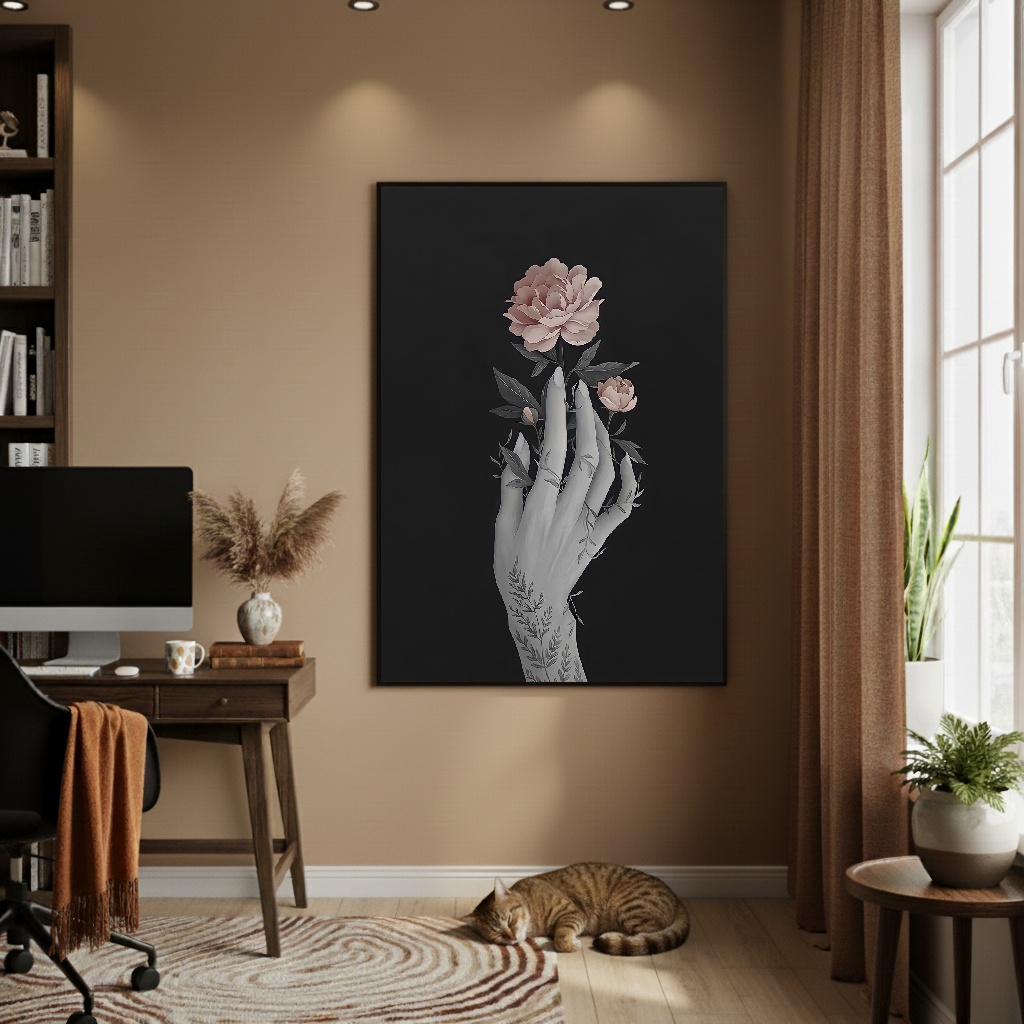 Quadro Decorativo Flor Em Silêncio - 70x50cm