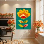 Quadro Decorativo Flor Tons De Laranja - 70x50cm