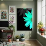 Quadro Decorativo Flor Verde Artificial - 70x50cm