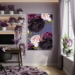 Quadro Decorativo Floral Roxo Escuro - 70x50cm