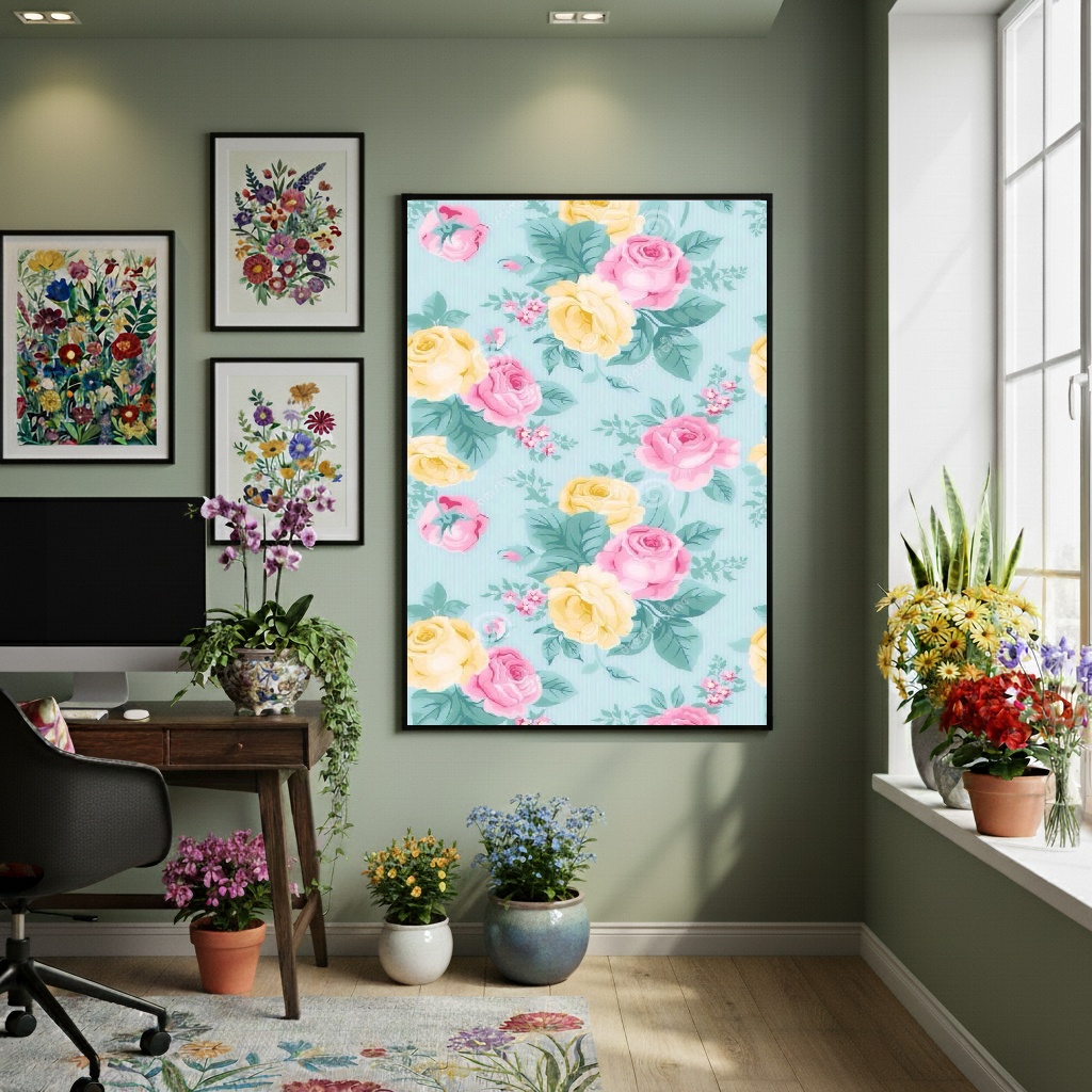 Quadro Decorativo Floral Suave - 70x50cm