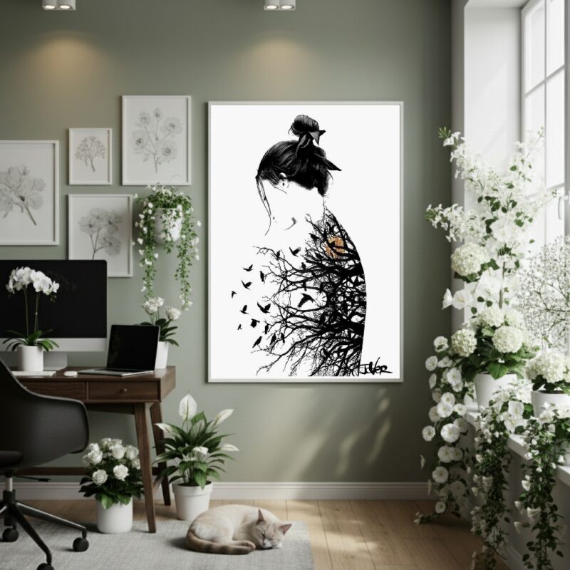 Quadro Decorativo Floresta Interior - 70x50cm