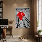 Quadro Decorativo Folha Vermelha - 70x50cm