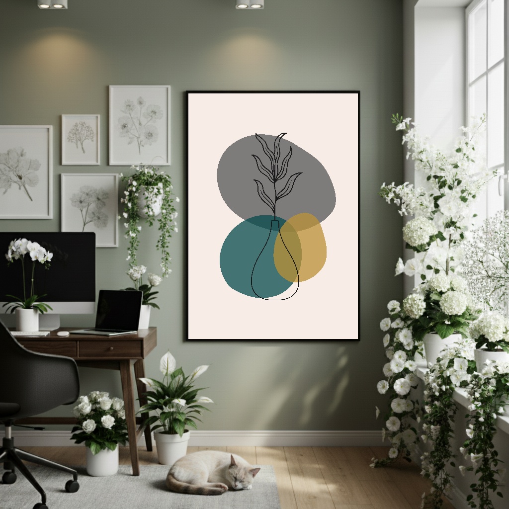 Quadro Decorativo Folhagem Gráfica - 70x50cm