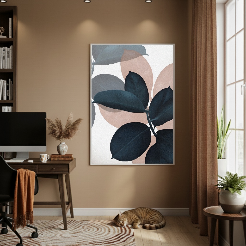 Quadro Decorativo Folhagem Noturna - 70x50cm