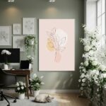 Quadro Decorativo Folhagem Pastel - 70x50cm