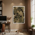 Quadro Decorativo Folhagens Douradas - 70x50cm