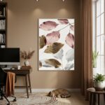 Quadro Decorativo Folhas Bronze E Prata - 70x50cm
