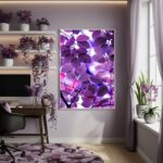 Quadro Decorativo Folhas Cor Roxo Vibrante - 70x50cm