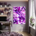 Quadro Decorativo Folhas Roxo Vibrante - 70x50cm