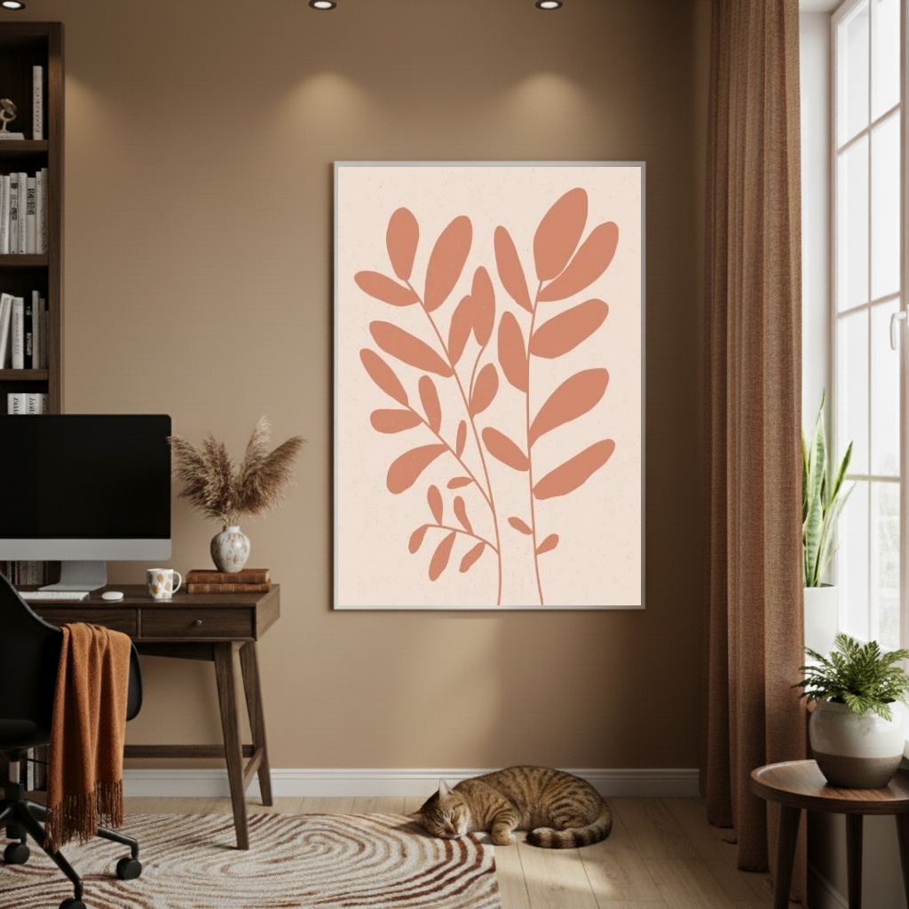 Quadro Decorativo Folhas Selvagens Abstrata - 70x50cm