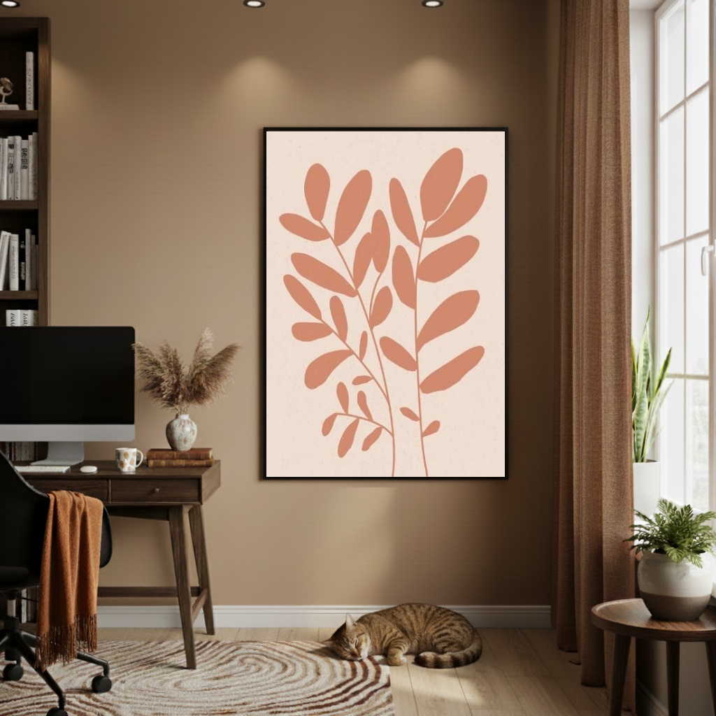 Quadro Decorativo Folhas Selvagens Abstrata - 70x50cm