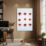 Quadro Decorativo Folhas Vermelhas - 70x50cm