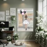 Quadro Decorativo Garota Com Balões - 70x50cm