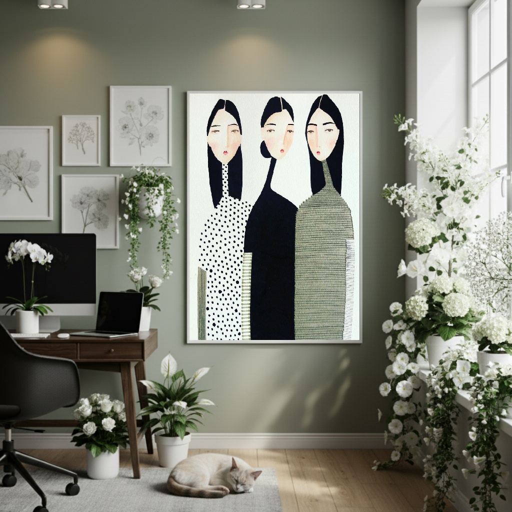 Quadro Decorativo Grupinho De Três - 70x50cm