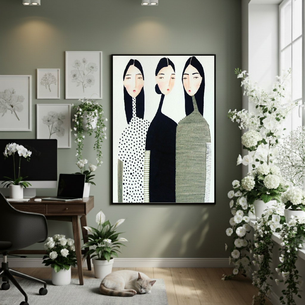 Quadro Decorativo Grupinho De Três - 70x50cm