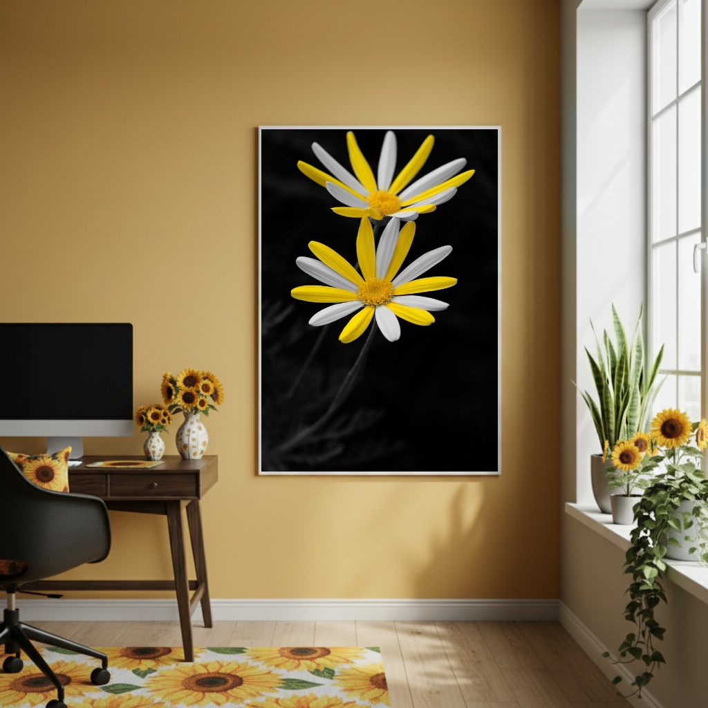 Quadro Decorativo Insistência Amarela - 70x50cm