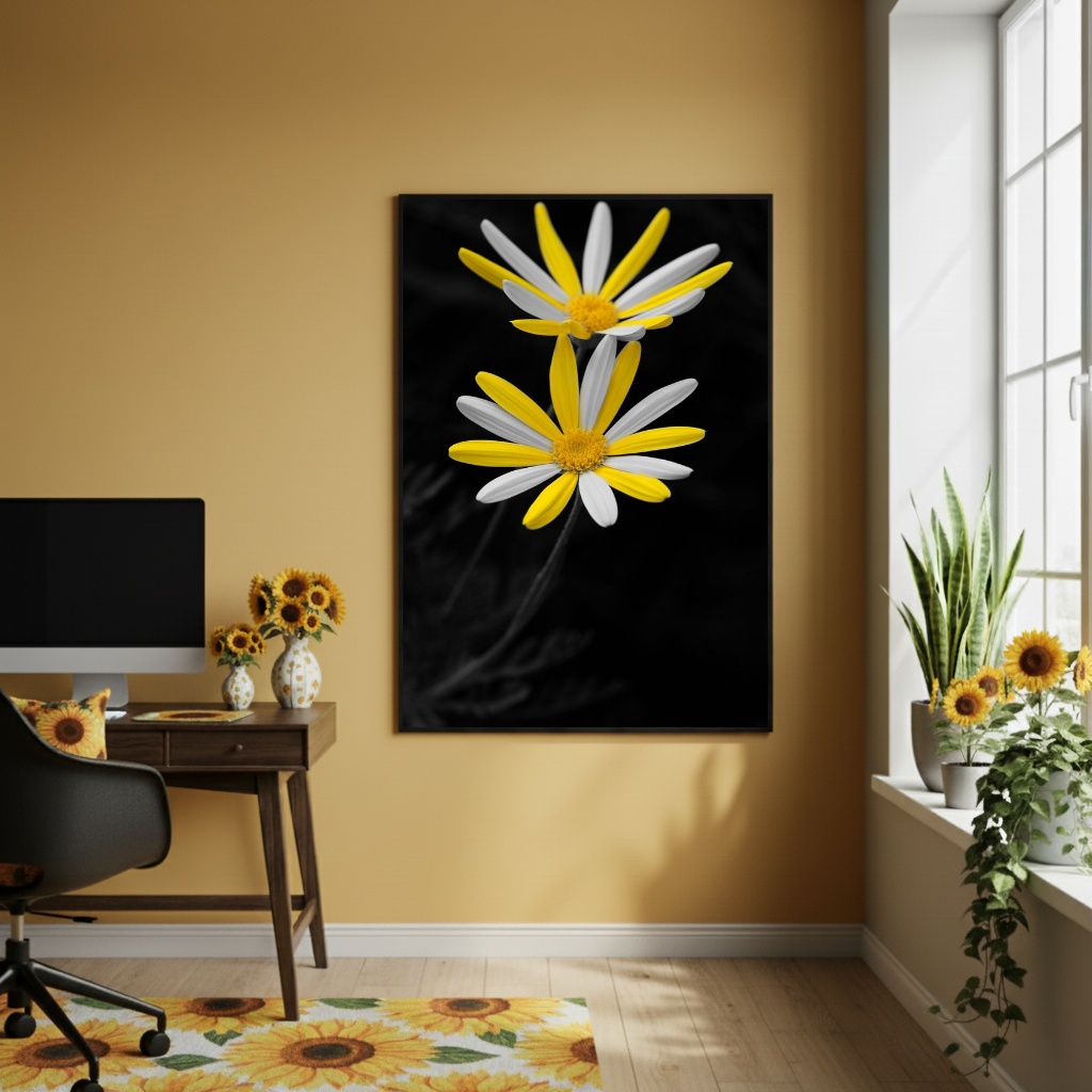 Quadro Decorativo Insistência Amarela - 70x50cm