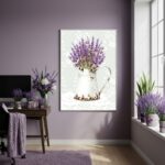 Quadro Decorativo Lavanda Fundo Estampado - 70x50cm