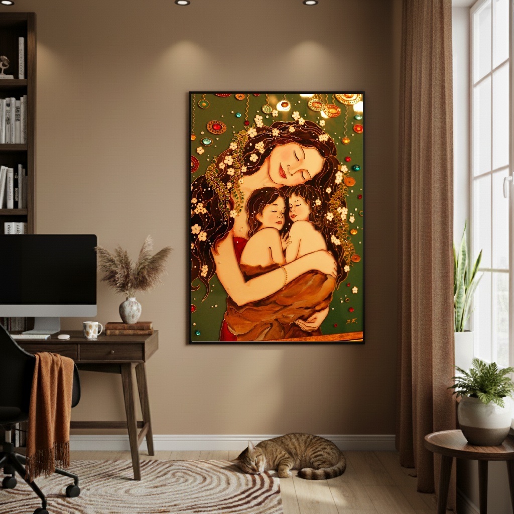 Quadro Decorativo Mãe De Gêmeos - 70x50cm