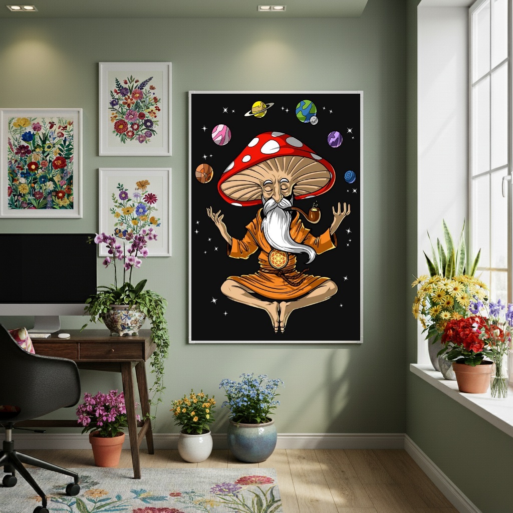 Quadro Decorativo Mago Cogumelo - 70x50cm