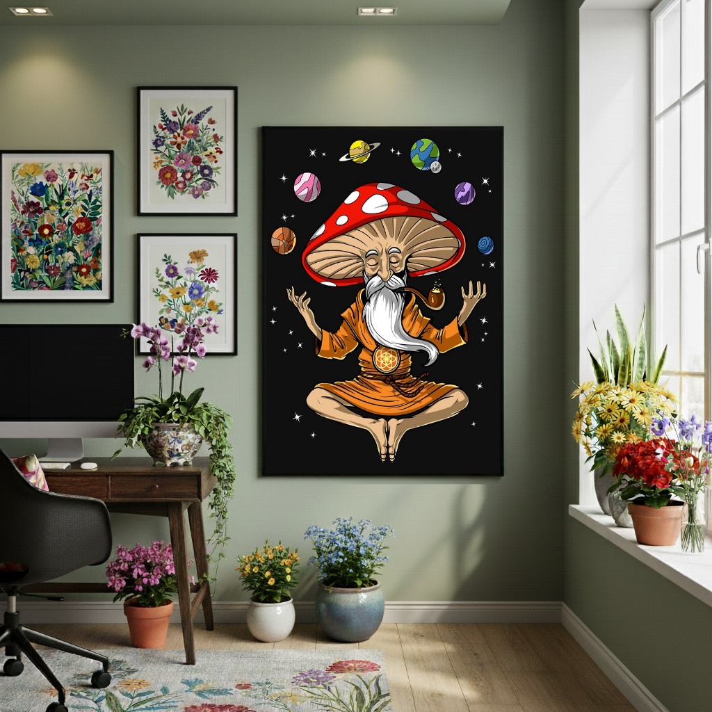 Quadro Decorativo Mago Cogumelo - 70x50cm
