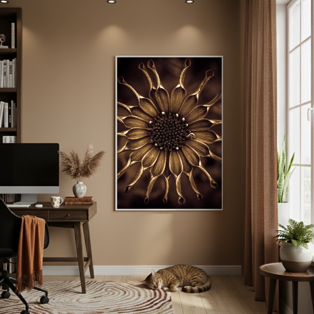 Quadro Decorativo Margarida Bronze - 70x50cm