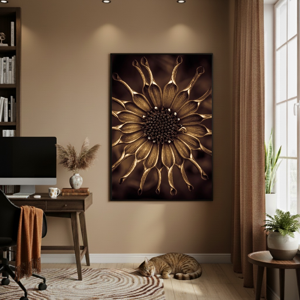 Quadro Decorativo Margarida Bronze - 70x50cm
