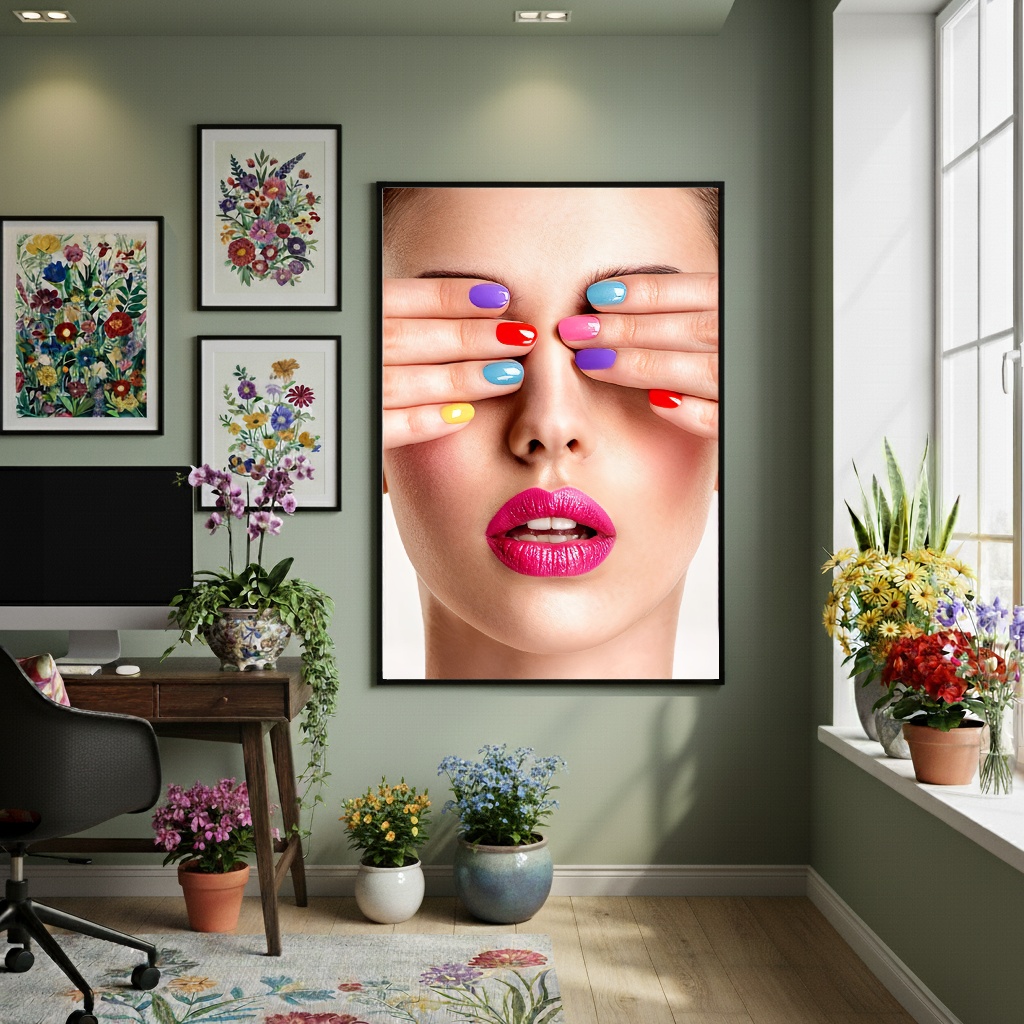 Quadro Decorativo Máscara De Cores - 70x50cm