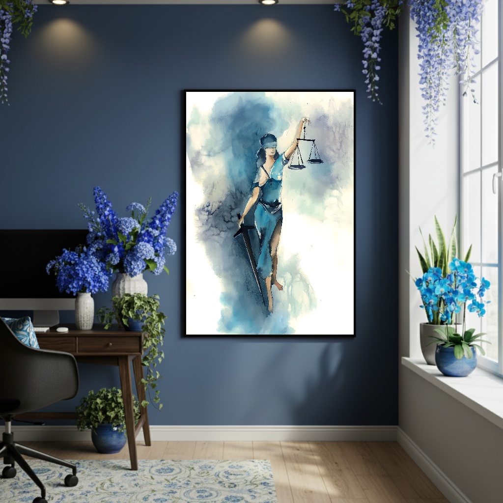 Quadro Decorativo Mulher Da Justiça - 70x50cm