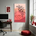 Quadro Decorativo Mulher De Flores - 70x50cm