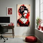 Quadro Decorativo Mulher Gueixa Do Japão - 70x50cm