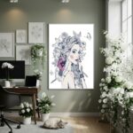 Quadro Decorativo Mulher Jovem Com Flores - 70x50cm
