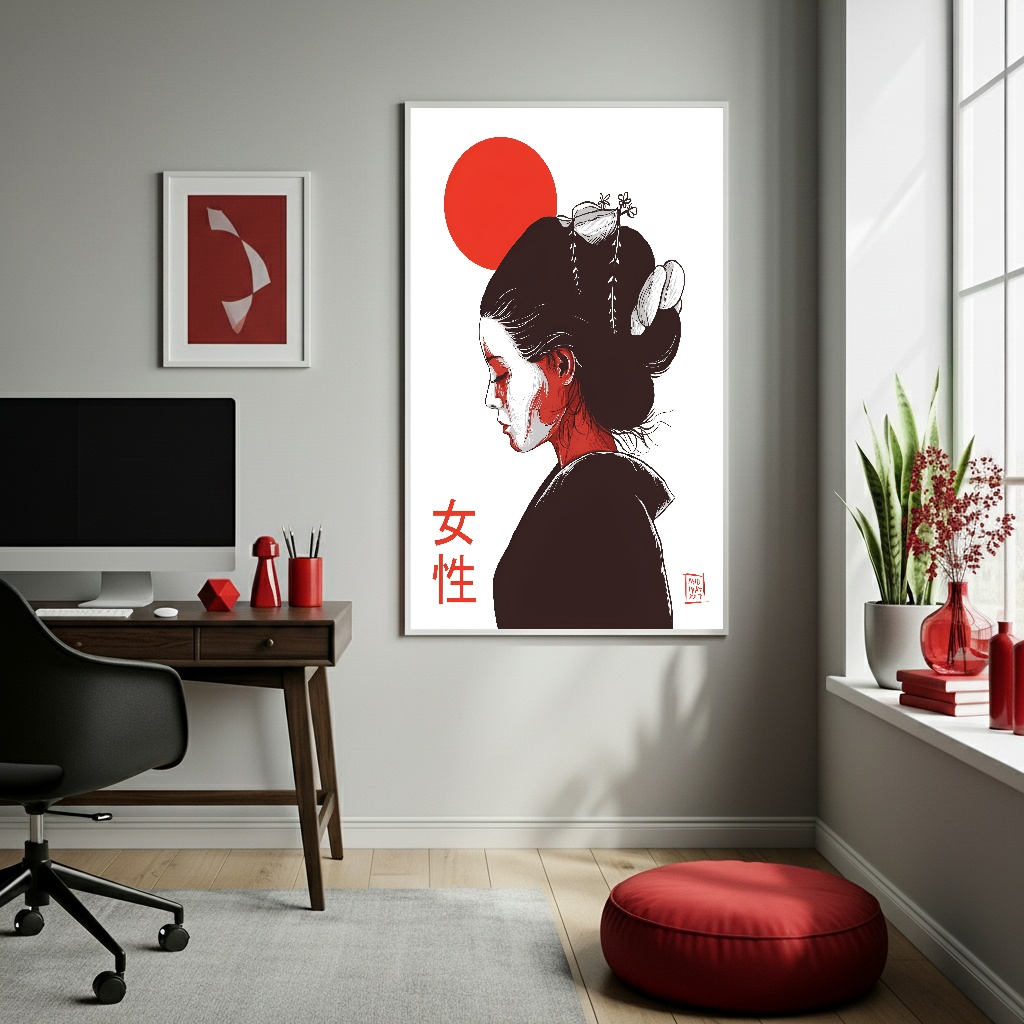 Quadro Decorativo Mulher Maiko - 70x50cm