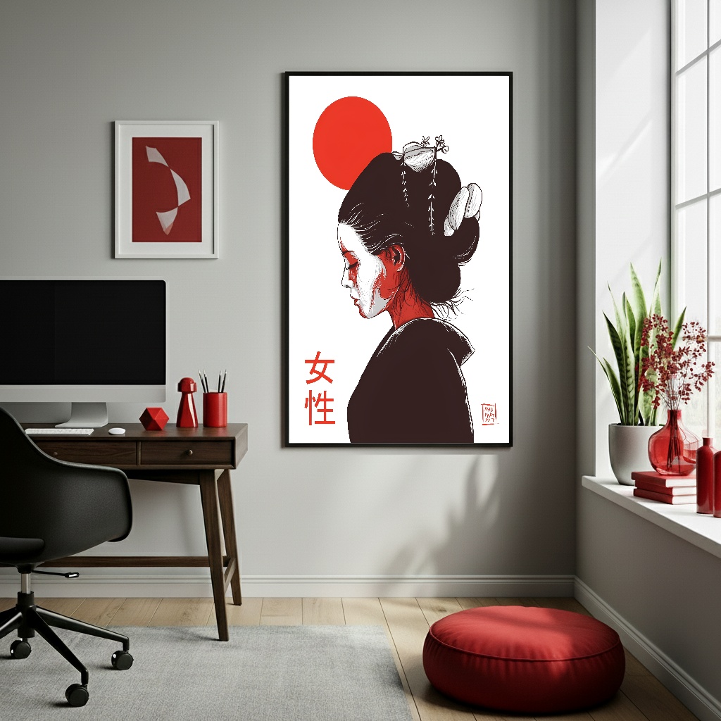 Quadro Decorativo Mulher Maiko - 70x50cm