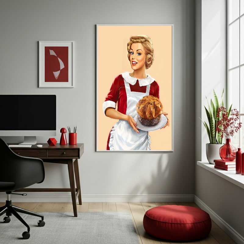 Quadro Decorativo Mulher Natalina - 70x50cm