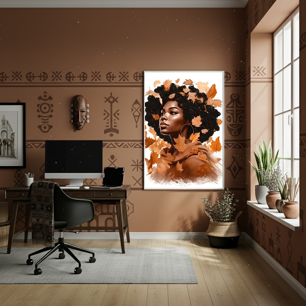 Quadro Decorativo Mulher Outono - 70x50cm