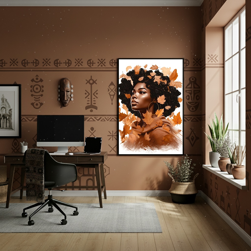 Quadro Decorativo Mulher Outono - 70x50cm