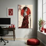 Quadro Decorativo Mulher Samurai - 70x50cm