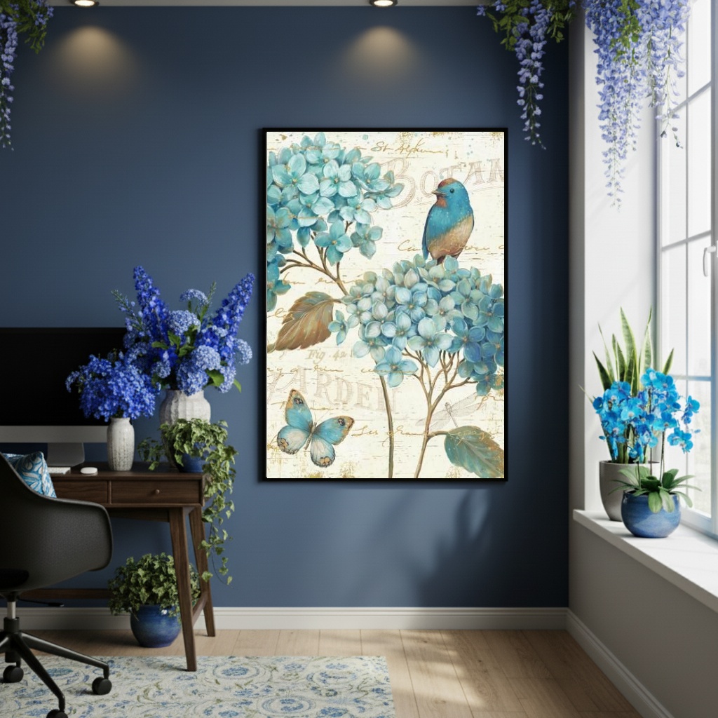 Quadro Decorativo Natureza Em Azul - 70x50cm