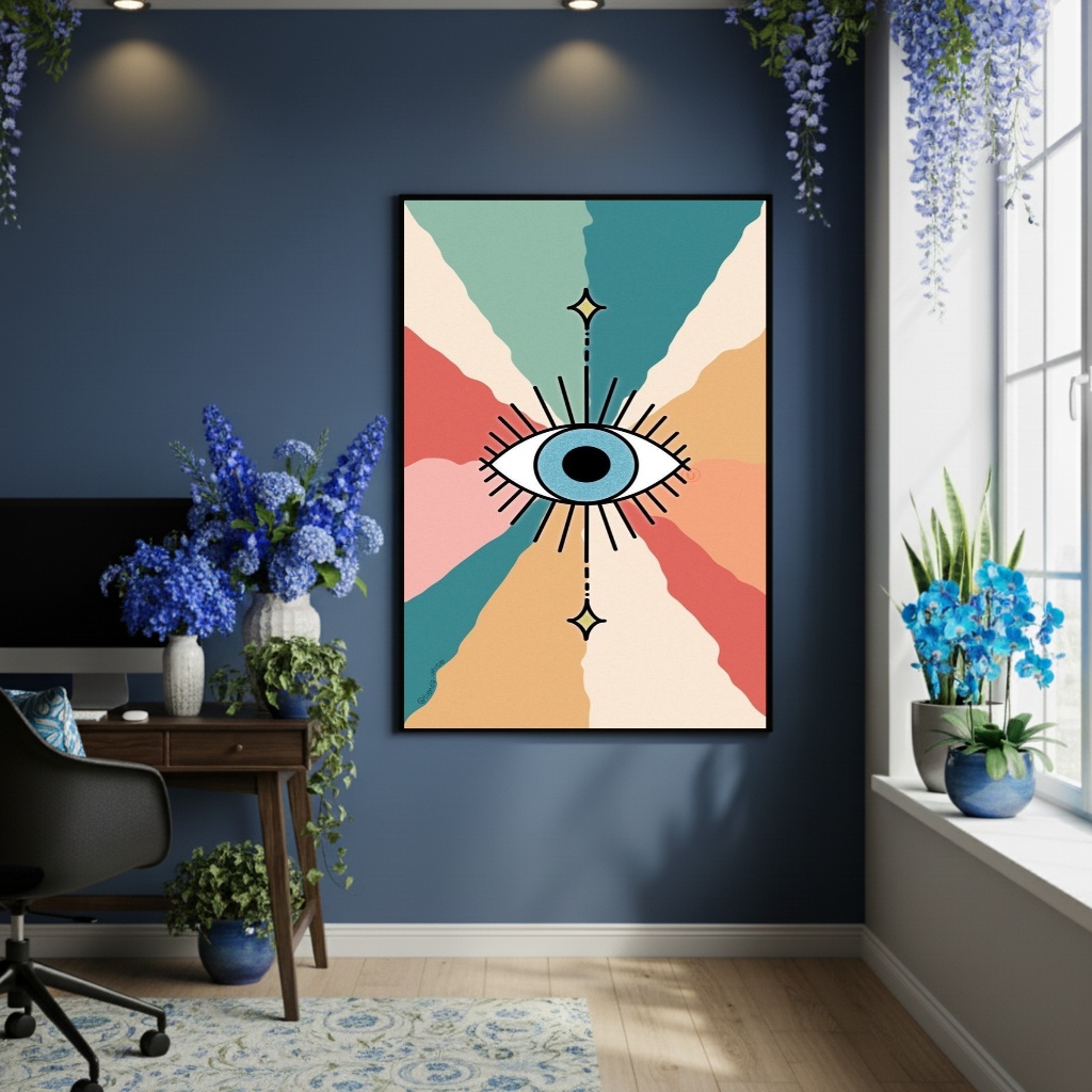 Quadro Decorativo Olho Grego Proteção - 70x50cm