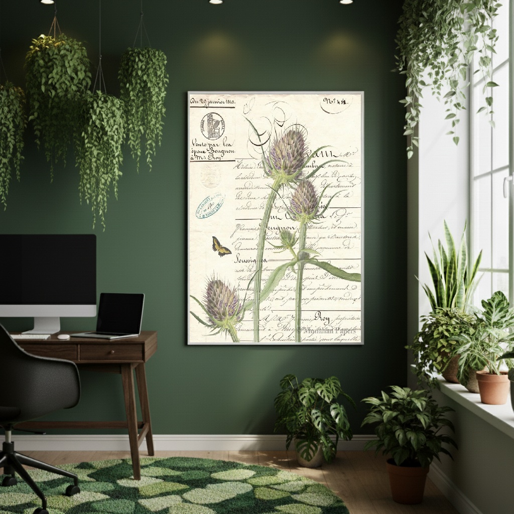 Quadro Decorativo Papel De Botânica - 70x50cm