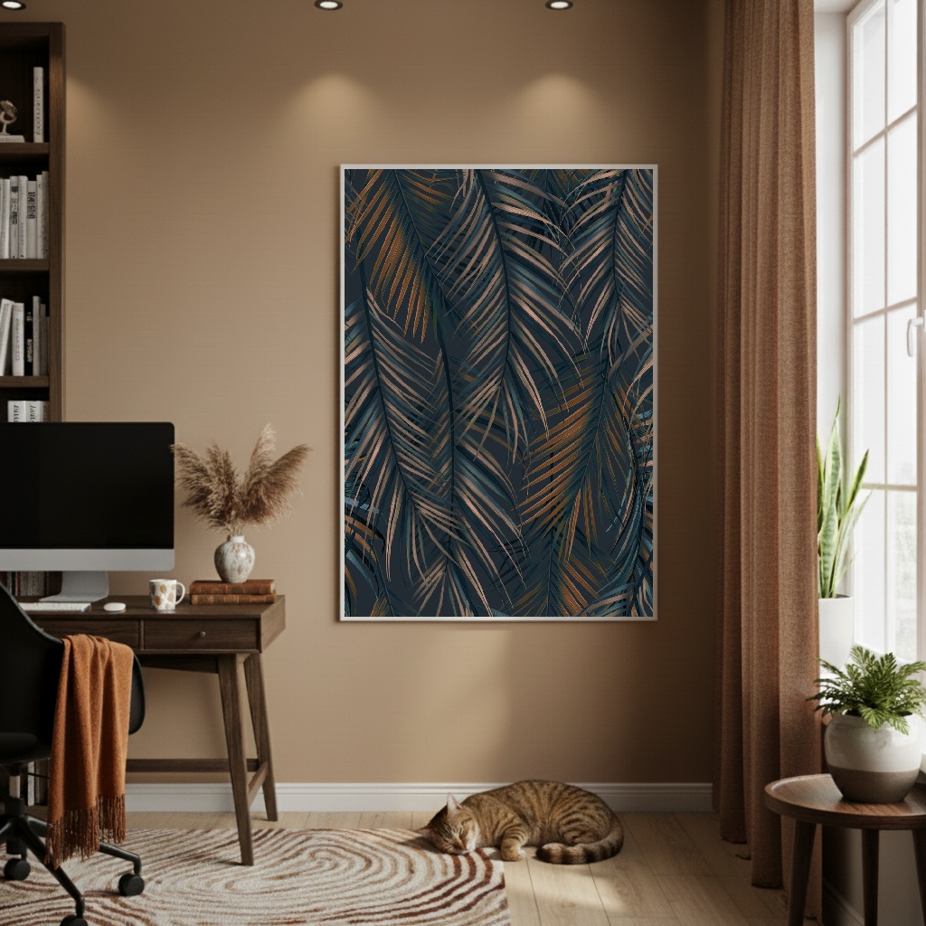 Quadro Decorativo Papel De Parede Folhagens - 70x50cm
