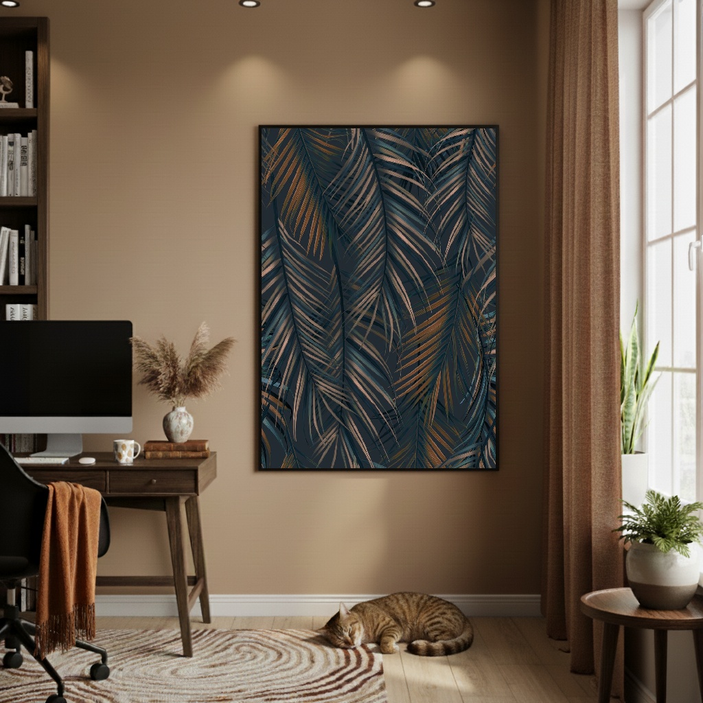 Quadro Decorativo Papel De Parede Folhagens - 70x50cm