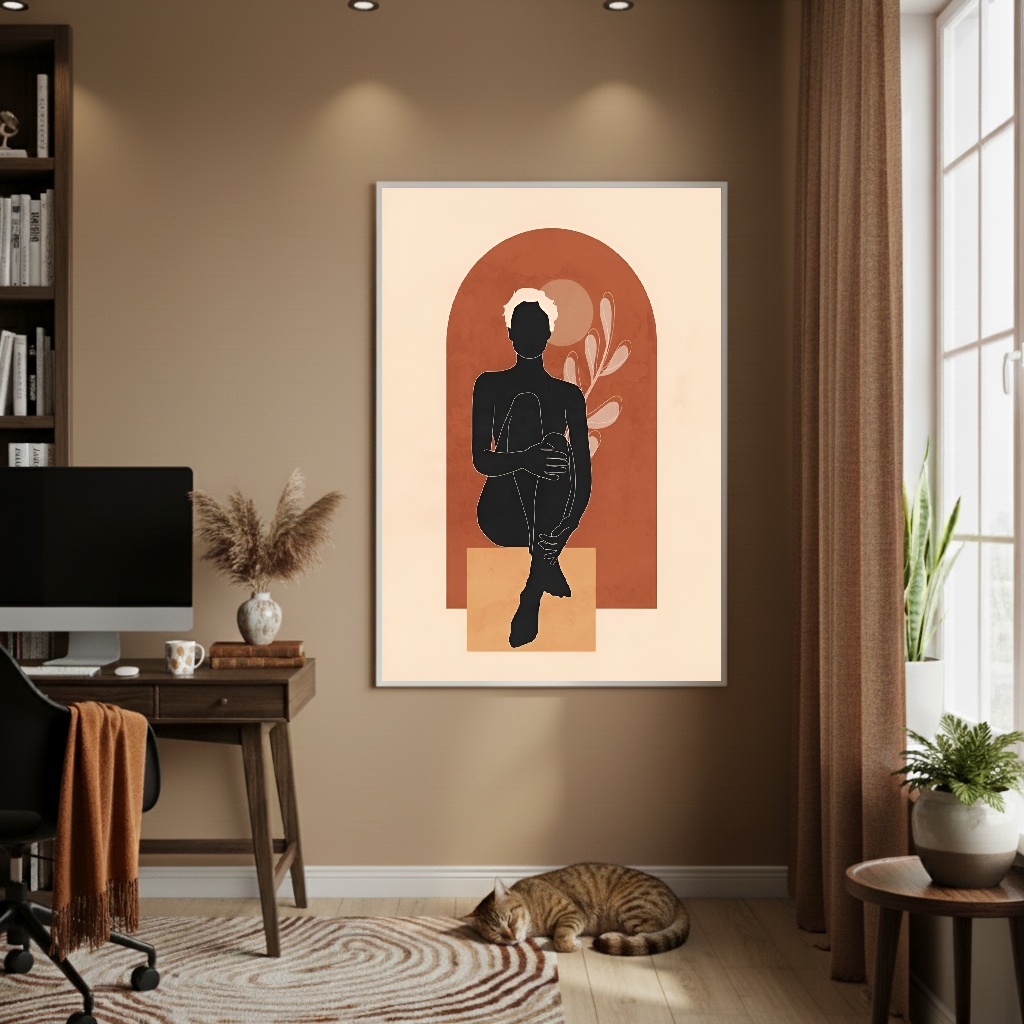 Quadro Decorativo Quietude Terracota - 70x50cm