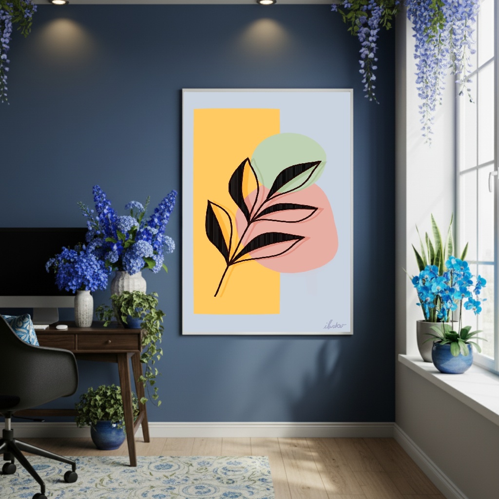 Quadro Decorativo Ramo Colorido - 70x50cm
